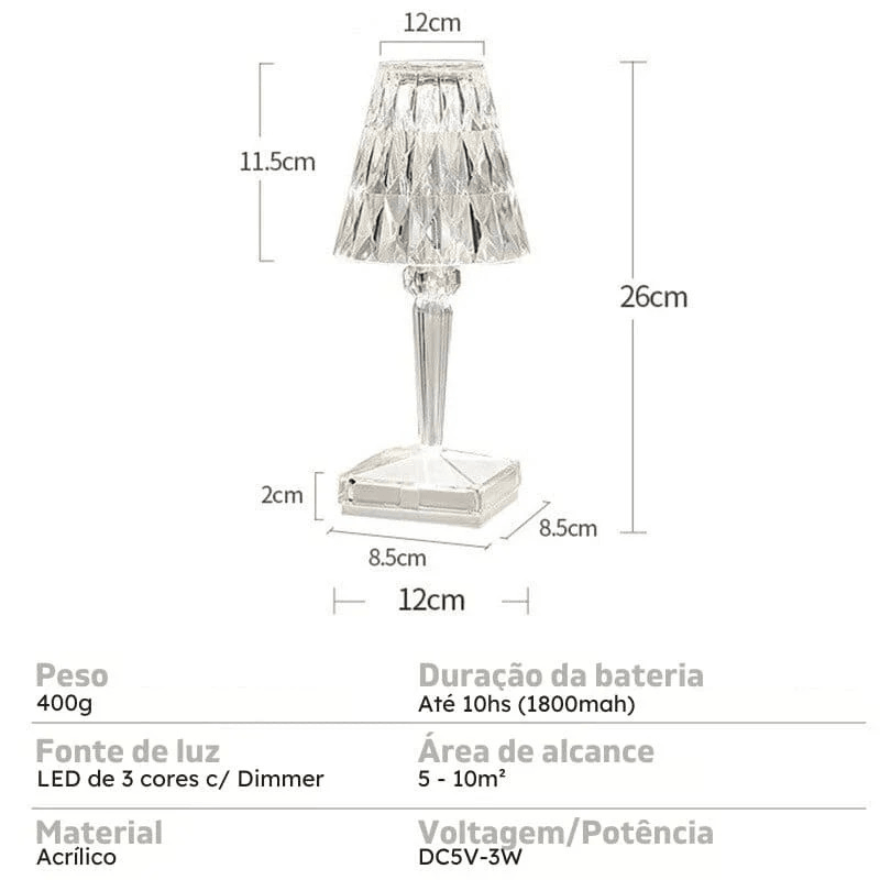 Luminária De Mesa LED - Sem Fio 3 em 1