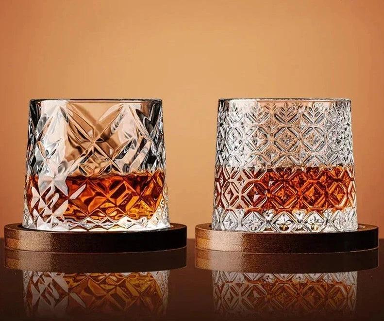 Copo De Whisky Cristal Com Base Rotativo