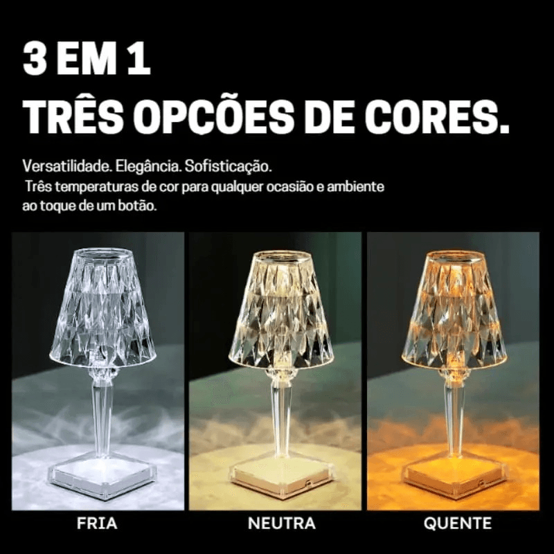 Luminária De Mesa LED - Sem Fio 3 em 1